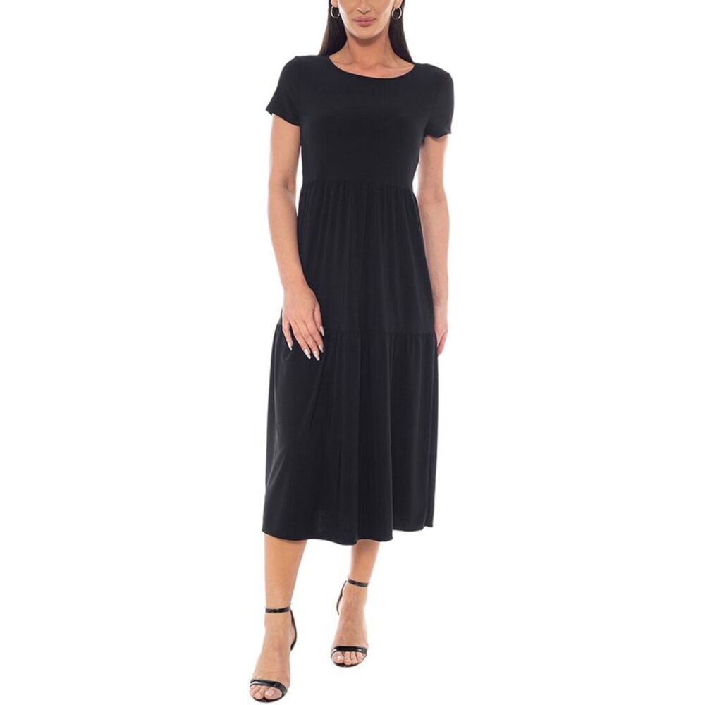 Tash + Sophie Womens Tiered Midi Dress, Navy